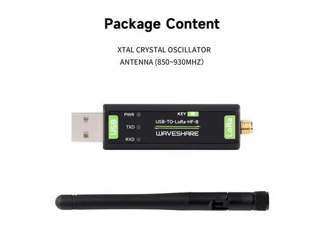 Alt view image 2 of 5 - Waveshare USB to LoRa Data Transfer Module, Based On SX1262, Suitable for Data Acquisition in Industry and Agriculture-XTAL Crystal oscillator