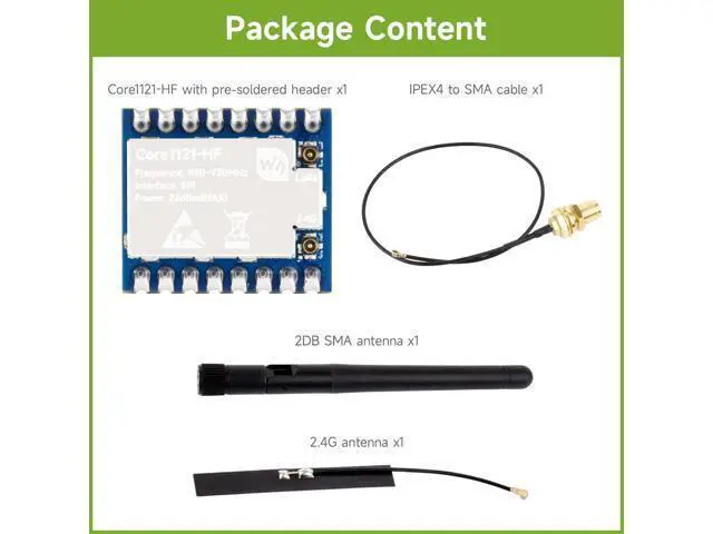 Alt view image 2 of 5 - Waveshare Core1121 HF Dual-Band LoRa Module, Based on Low-Power LR1121 Transceiver, Suitable for Sub-GHz and 2.4GHz Frequency Bands, with Pre-soldered Header