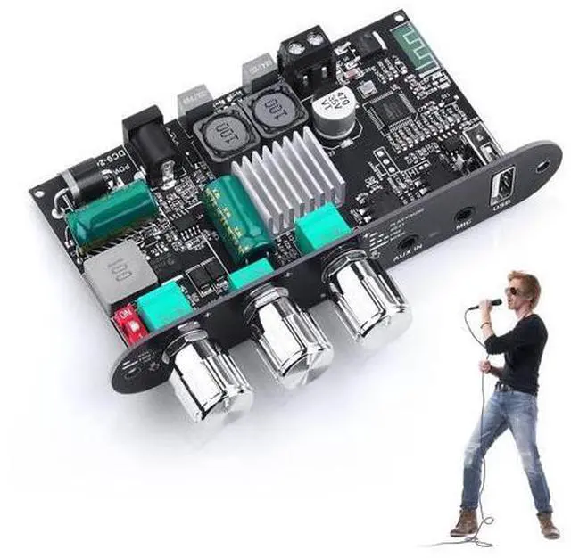 Main image of Bluetooth5.3 Mini Amplifier Board 100W Mono Power Amp with TWS Box, Karaoke Audio Amps Module with Boost for Home/Outdoor DIY Speakers, DC 9-24V, MIC and Reverb, Supports BT/USB/AUX Inputs