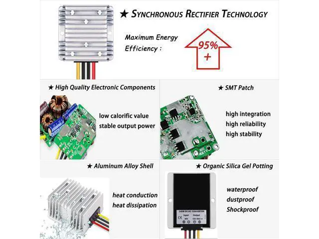 Alt view image 5 of 7 - DC 12V Step Up to 24V Boost Converter 5A 120W DC Voltage Regulator Power Converter Adapter Waterproof Module Transformer for Golf Cart Club Car LED Light