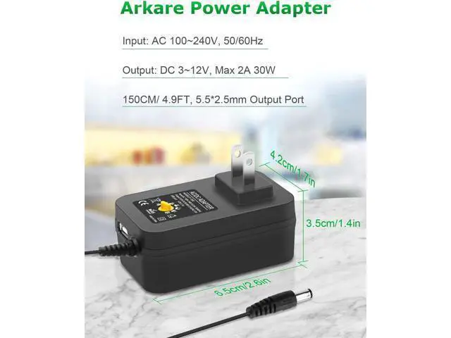 Alt view image 6 of 7 - 30W Universal AC to DC Power Adapter Adjustable Power Supply 3V 4.5V 6V 9V 12V 2A 1A DC Adapter AC 100-240V to DC 3-12V Multi Voltage Switching Power Adapter with 15 Tips + Polarity Converter