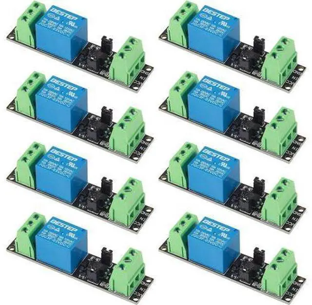 Main image of 8 Pack 3V 1 Channel Relay Power Switch Module with Optocoupler Opto Isolation High Level Trigger for IOT ESP8266 Development Board