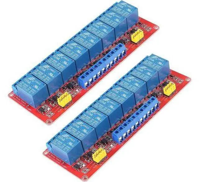 Main image of 2PCS 12V Relay Module With Optocoupler Isolation - High and Low Level Trigger - Red Board (8 Channel)