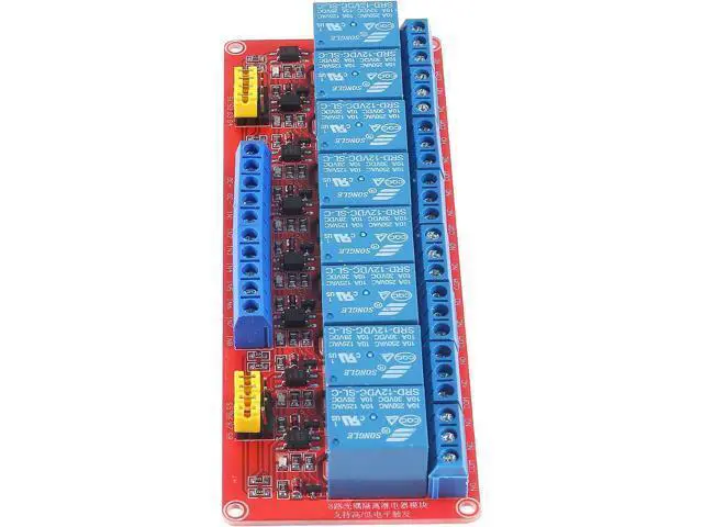 Alt view image 7 of 7 - 2PCS 12V Relay Module With Optocoupler Isolation - High and Low Level Trigger - Red Board (8 Channel)