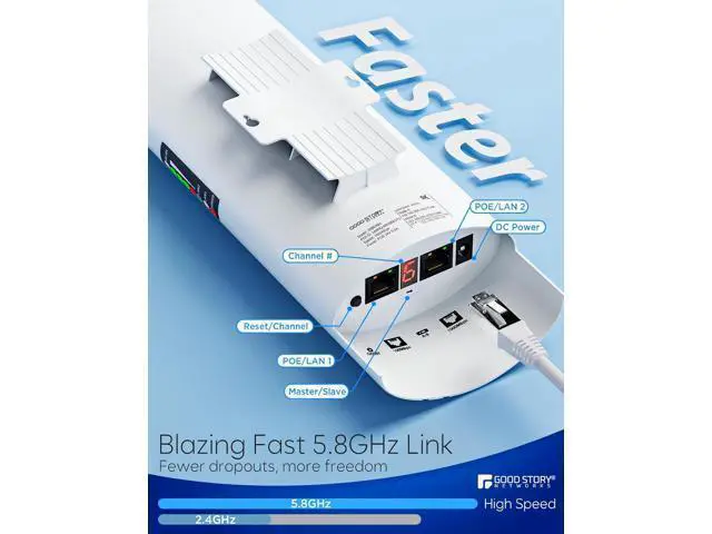 Alt view image 7 of 7 - Wireless Bridge Point to Point Outdoor WiFi, Wireless Network Expansion Kit, Long Range High Speed 5G | 2 Units Bridge Kit Complete Pre-Configured - P2P 1000Mbps 5Km(2Pack)