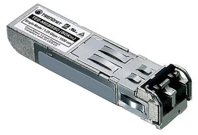 Main image of TRENDnet SFP to RJ45 Mini-GBIC Single-Mode LC Module, TEG-MGBS80, Mini-GBIC Module for Single Mode Fiber, LC Connector Type, Up to 80 Km (49.7 Miles), 1.25Gbps Gigabit Ethernet