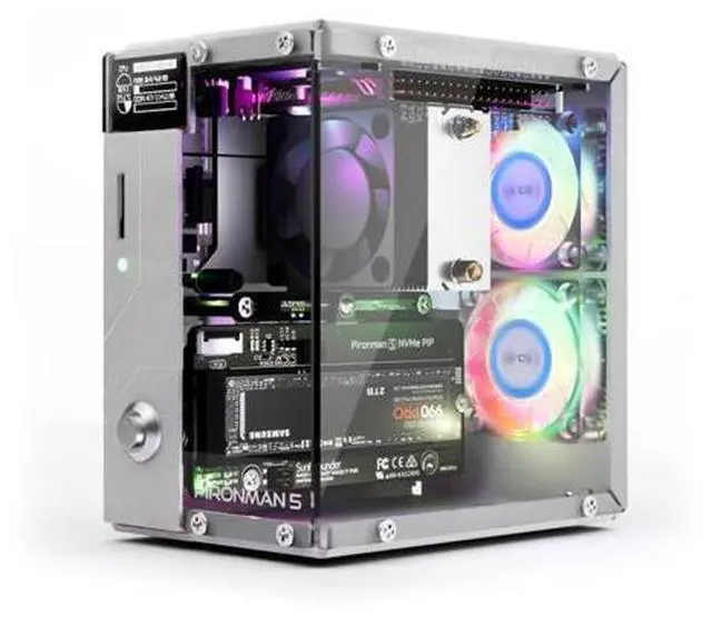 Main image of Pironman 5 NVMe M.2 SSD PCIe Mini PC Case for Raspberry Pi 5 Hailo-8L AI Accelerator with Tower Cooler+Dual RGB Fans, 0.96'' OLED Module, Safe Shutdown, Standard HDMI, RGB Effect, Stylish Design