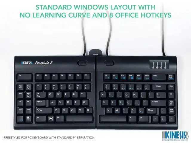 Alt view image 2 of 7 - KINESIS Freestyle2 Ergonomic Keyboard for PC (9" or 20" Separation) (9" Separation)