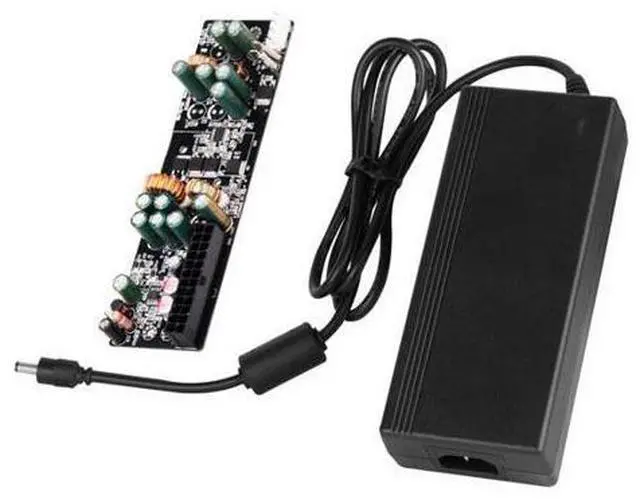 Main image of 120W power supply kit, 120W DC-DC Powerboard with 120W 12V/10A AC-DC Adapter, 20+4pin motherboard connector, 1x 4+4 EPS (CPU) power connector, 3x SATA connector and 1x4-Pin Peripheral connector