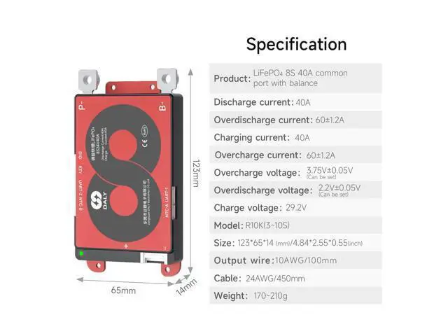 Alt view image 2 of 5 - DALY Smart BMS 4S-16S 40A-500A with WiFi Module and CAN 485 Communication Protection Board for LifePO4 Lithium Battery Pack (Smart BMS 8S 24V40A)