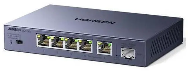 Main image of 2.5Gb Switch, 6-Port Ethernet Switch, 5 x 2.5Gb + 1 x 10Gb SFP+, Standard/Link Aggregation to 5Gbps/VLAN 3 Modes, Plug & Play Metal Unmanaged Ethernet Splitter, Desktop/Wall Mount, for NAS, PC