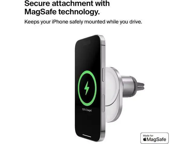 Alt view image 2 of 7 - Belkin BoostCharge ProWireless CarChargerwithMagSafe15W Extra Strong Magnetic Vent Mount for iPhone 12, 13, 14