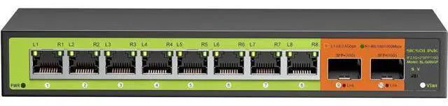Main image of 10-Port 2.5gb Switch, 8*2.5G RJ45 and 2×10G SFP Uplink Ports, Unmanaged, Fanless, Multi gigabit, Compatible with 100/1000/2500Mbps Network.