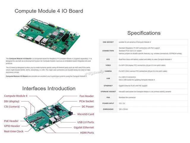 Alt view image 2 of 5 - for Raspberry Pi Compute Module 4 IO Board Development Platform and Reference Base-Board Design for CM4 with Cables @XYGStudy