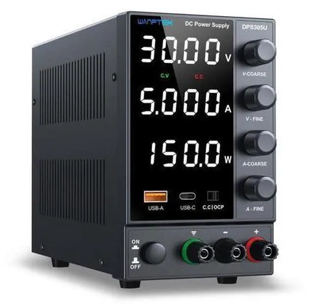 Main image of DC Power Supply, Bench Power Supply with Encoder Knob, Adjustable Regulated Power Supply with 5V 3.6A USB & Type-C Quick-Charge, Variable Power Supply with Overcurrent Protection (0-30V 0-5A)