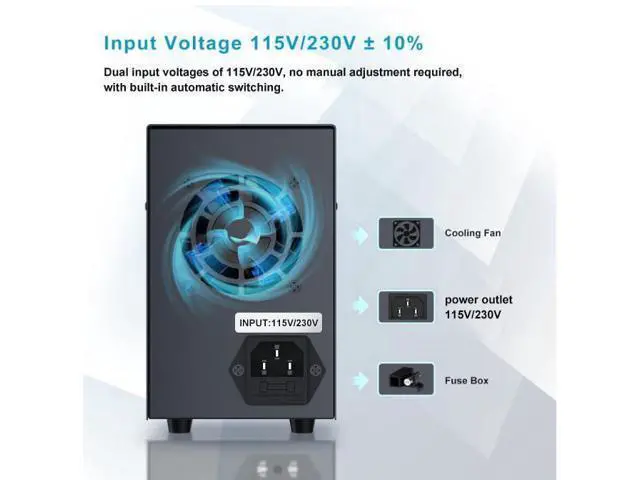 Alt view image 7 of 7 - DC Power Supply, Bench Power Supply with Encoder Knob, Adjustable Regulated Power Supply with 5V 3.6A USB & Type-C Quick-Charge, Variable Power Supply with Overcurrent Protection (0-30V 0-5A)