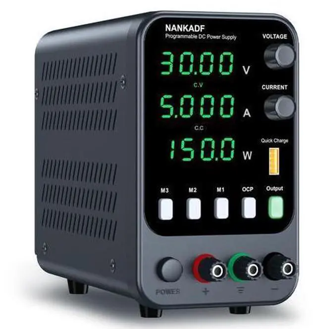 Main image of DC Power Supply, Bench Power Supply with Memory Storage & RecallVariable Power Suppy with Encoder Adjustment Knob, 5V/3.6A USB Quick-Charge & OCP Short Circuit Alarm (0-30v 0-5a)
