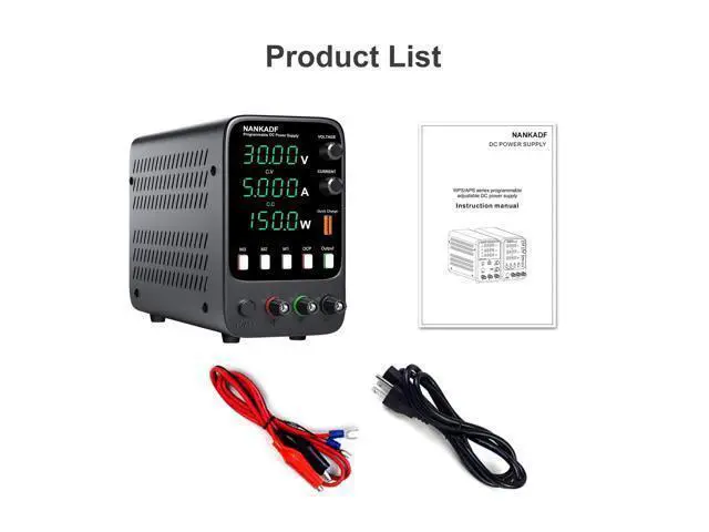 Alt view image 7 of 7 - DC Power Supply, Bench Power Supply with Memory Storage & RecallVariable Power Suppy with Encoder Adjustment Knob, 5V/3.6A USB Quick-Charge & OCP Short Circuit Alarm (0-30v 0-5a)