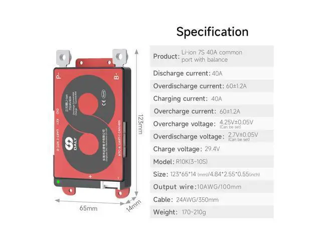 Alt view image 2 of 5 - DALY Smart 7S BMS 24V 40A with WiFi Module and CAN 485 Communication Protection Board for Li-ion Lithium Battery Pack(Li-ion 7S 24V40A)