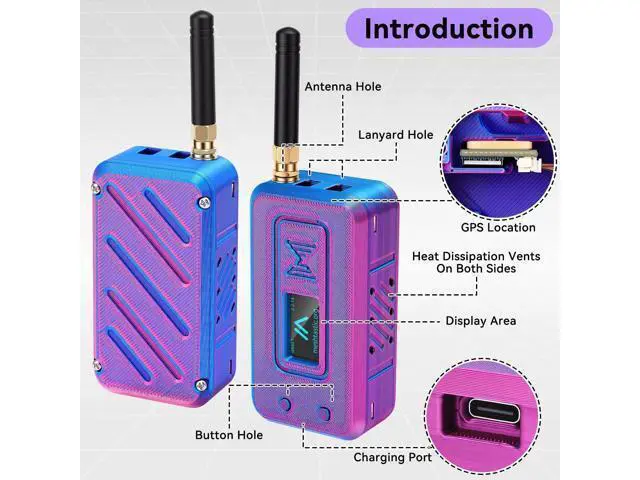 Alt view image 3 of 5 - Meshnology ESP32 LoRa V4 Development Board +L76 GNSS Module +3000mAh Battery +Purple Case, ESP32-S3 SX1262 LoRa WiFi Bluetooth 2MB PSRAM 16MB Flash 915MHz Antenna OLED Support GPS Solar for Meshtastic
