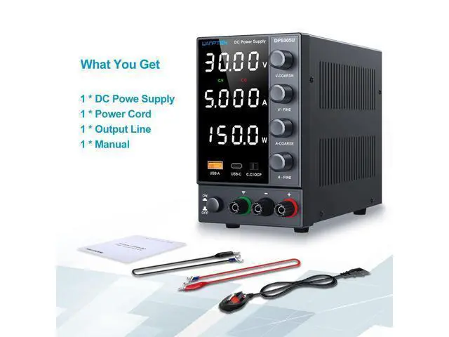 Alt view image 6 of 7 - DC Power Supply, Bench Power Supply with Encoder Knob, Adjustable Regulated Power Supply with 5V 3.6A USB & Type-C Quick-Charge, Variable Power Supply with Overcurrent Protection (0-30V 0-5A)