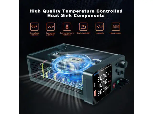 Alt view image 5 of 7 - DC Power Supply, 30V 10A Bench Power Supply with Encoder Adjustment, 5V/3.6A USB&Type-C Quick-Charge, Adjustable Power Supply with Output Enable/Disable Button, Short Circuit Alarm(0-30V 0-10A)
