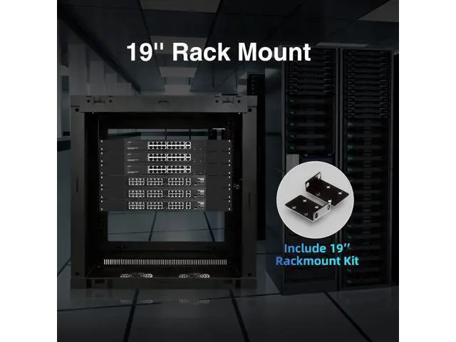 Alt view image 7 of 7 - 16 Port PoE Switch with 2 Gigabit Uplink, 10/100Mbps PoE+ Ports, 100/1000Mbps Uplink, IEEE802.3af/at, Max 200W, VLAN & PoE Extend 250m, YuLinca Metal RackMount Fanless Unmanaged Ethernet Switch