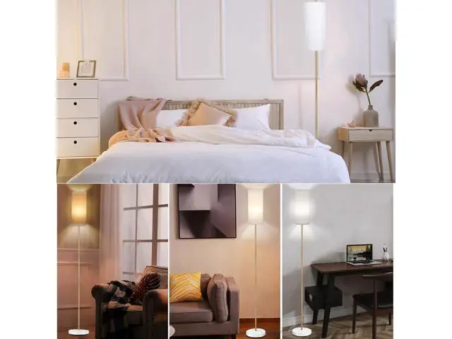 Alt view image 3 of 7 - BoostArea Floor Lamp for Living Room with 3 Color Temperatures Bulb, Modern Floor Lamps, Classic Tall Lamp for Office, Standing Lamps for Bedroom, Kids Room, Study(9W LED Bulb, White Linen Shade)