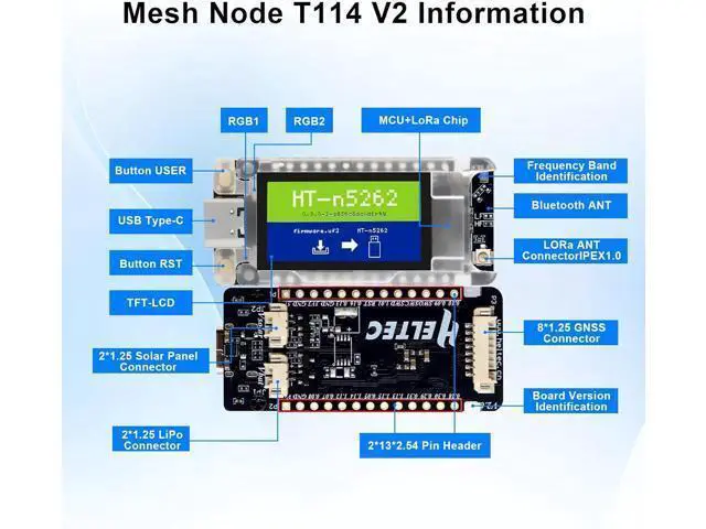 Alt view image 3 of 7 - Mesh Node T114 V2 LoRaWAN Meshtastic Board Meshtastic Tracker Nordic nRF52480 with Screen Case 1.9 TFT Display 902-928MHz with SX1262 Chip BLE WiFi Compatible with Arduino/Meshtastic