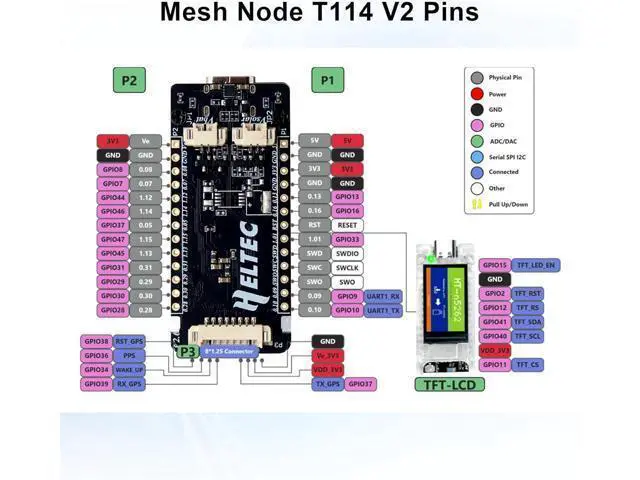 Alt view image 5 of 7 - Mesh Node T114 V2 LoRaWAN Meshtastic Board Meshtastic Tracker Nordic nRF52480 with Screen Case 1.9 TFT Display 902-928MHz with SX1262 Chip BLE WiFi Compatible with Arduino/Meshtastic