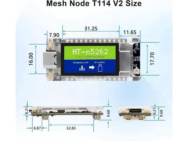 Alt view image 7 of 7 - Mesh Node T114 V2 LoRaWAN Meshtastic Board Meshtastic Tracker Nordic nRF52480 with Screen Case 1.9 TFT Display 902-928MHz with SX1262 Chip BLE WiFi Compatible with Arduino/Meshtastic