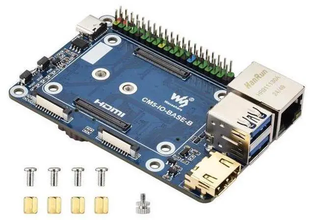 Main image of Waveshare Mini Base Board (B), Compatible with Raspberry Pi Compute Module 5, Onboard EEPROM and Encryption Chip