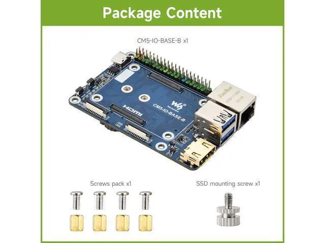 Alt view image 2 of 5 - Waveshare Mini Base Board (B), Compatible with Raspberry Pi Compute Module 5, Onboard EEPROM and Encryption Chip