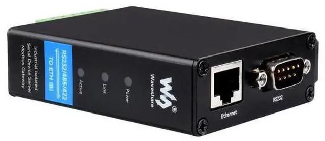 Main image of Waveshare Industrial Serial Server, RS232/485/422 to RJ45 Ethernet Module, TCP/IP to Serial, Small