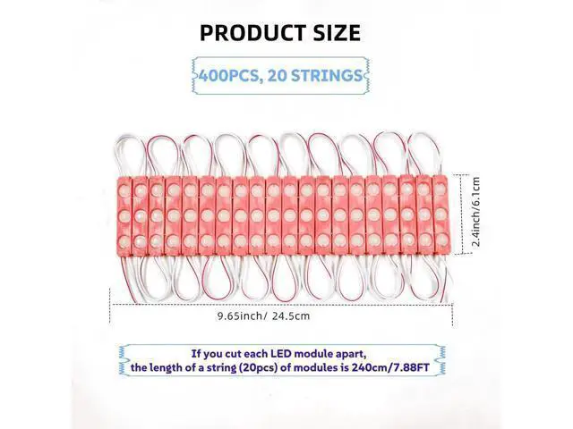 Alt view image 2 of 7 - 400 Pcs LED Module Pink Light 1.5W Storefront Decoration Lights 12V DC LED-Module Light with Tape Adhesive Backside for Inflatables Decorative Christmas Letter Advertising Signs