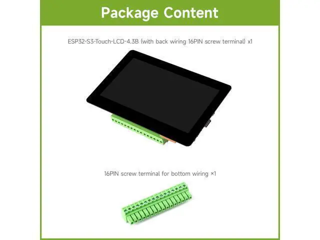 Alt view image 2 of 7 - Waveshare ESP32-S3 4.3inch Capacitive Touch Display Development Board B, 800×480 Resolution, 5-Point Touch, 32-Bit LX7 Dual-Core Processor, Up to 240MHz Frequency, with Onboard Antenna