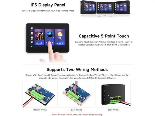 Alt view image 5 of 7 - Waveshare ESP32-S3 4.3inch Capacitive Touch Display Development Board B, 800×480 Resolution, 5-Point Touch, 32-Bit LX7 Dual-Core Processor, Up to 240MHz Frequency, with Onboard Antenna