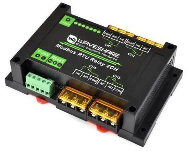 Main image of 4-Channel RS485 Relay Board, Modbus RTU Protocol, 30A High Current 7V~36V, Multi Isolation Protection Circuits, Industrial Grade Rail-Mount Case