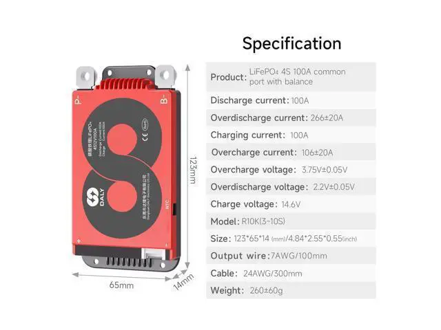 Alt view image 2 of 5 - DALY 4S-16S BMS 15A to 200A Protection Board with Balance Wire and Temperature Sensor for Lithium Battery PackLifePO4 4S 12V,100A