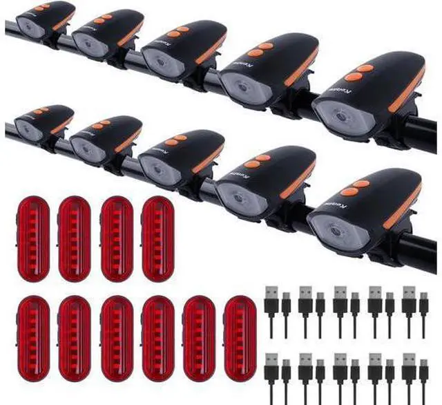 Main image of Rechargeable Bicycle Front and Rear Lights with Horn 1200mah Battery 120dB Bicycle Bell 150 lumens 3 Light Modes 5 Horn Modes Suitable for Children and Adults Night Riding
