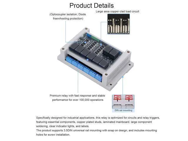 Alt view image 5 of 7 - Cryfokt GPIO Relay Module, Industrial Relay Board with Optocoupler Isolation High Low Trigger, WiFi Module for Industrial Automation Smart Home Security Camera Systems (GRP-8AB0)