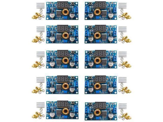 Main image of hiBCTR 10 Packs 5A 75W DC-DC Step Power Module XL4015 with Adjustable LED Voltmeter and Free Support