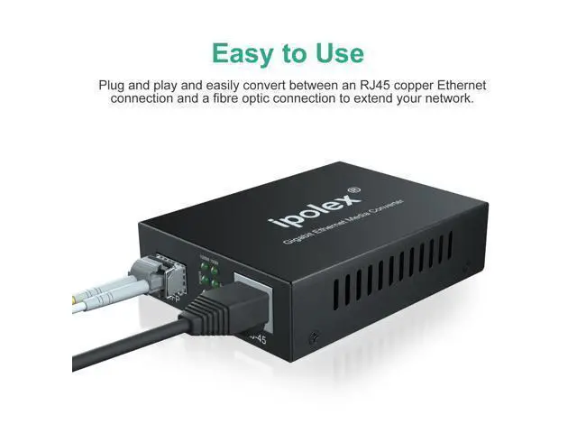 Alt view image 2 of 5 - ipolex Gigabit Multi-Mode LC Fiber to Ethernet Media Converter with 2*SFP Modules, 1.25G Fiber Optic to Ethernet Converter, 1000Base-SX to 10/100/1000Base-TX, 850nm, MMF, up to 550-m/1804 ft, 2 Pack