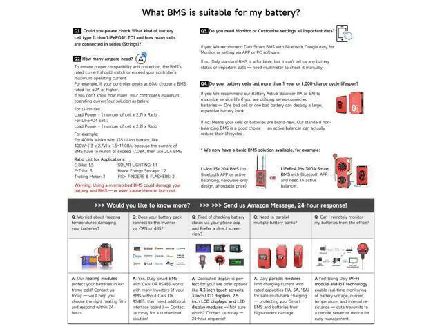 Alt view image 4 of 5 - DALY BMS 12V 4S 100A LiFePO4 - Smart Bluetooth Battery Protection Board for 12 Volt Lithium Battery Pack for RV Trolling Motor Portable Power Station
