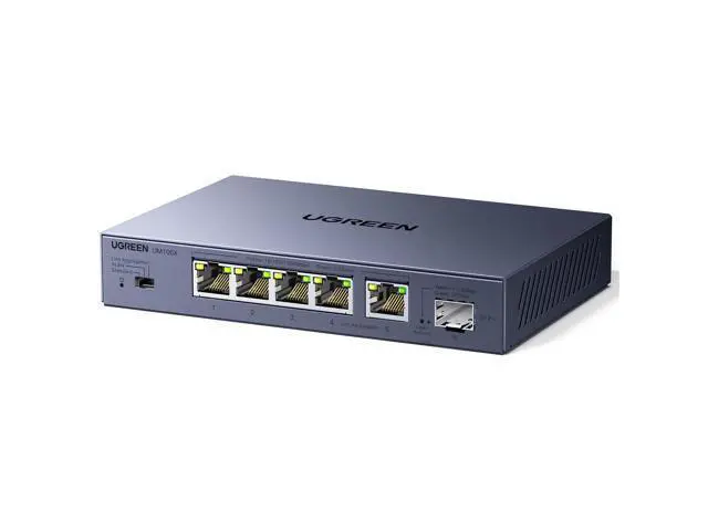 Main image of UGREEN 2.5Gb Switch, 6-Port Ethernet Switch, 5 x 2.5Gb Uplink + 1 x 10Gb SFP+, Standard/Link Aggregation to 5Gbps/VLAN 3 Modes, Plug & Play Unmanaged Ethernet Splitter, Desktop/Wall Mount, for NAS, PC
