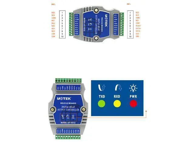 Alt view image 5 of 7 - UOTEK 8 Channel Digital I/O Controller RS-485 Opto-electronic Isolation Input Relay Output IO Adapter UT-5512