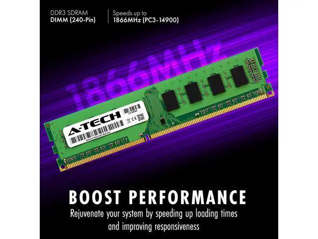 Alt view image 3 of 5 - A-Tech 16GB Kit (2x8GB) DDR3 1866MHz PC3-14900 CL13 UDIMM 2Rx8 1.5V Non-ECC DIMM 240-Pin Desktop RAM Memory Upgrade Modules