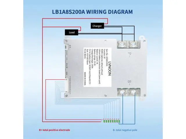 Alt view image 5 of 5 - LVNOON 1A Smart BMSJK Active Balance for Li-ion NCM LFP LiFePo4 LTO Battery Management System 3S 4S 5S 6S 7S 8S 200A with APP Control 12V 24V (3-8S, 200A)