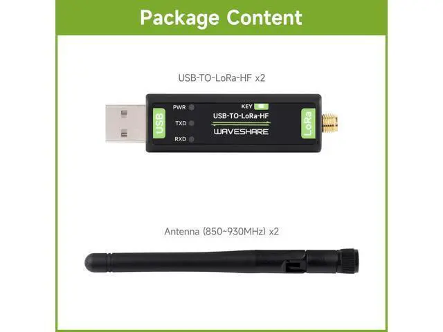 Alt view image 2 of 5 - Waveshare 2PCS USB to LoRa Data Transfer Module, Based On SX1262, Suitable for Data Acquisition in Industry and Agriculture-TCXO Crystal oscillator-2PCS Version