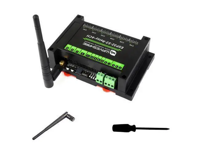 Main image of Industrial ESP32-S3 6-Channel WiFi Relay Module, Supports W-iF-i/Blue-Too-th / RS485 Remote Control/Pico HAT, Built-in Power Isolation and Optocoupler Isolation Protection, with Rail-Mount Case
